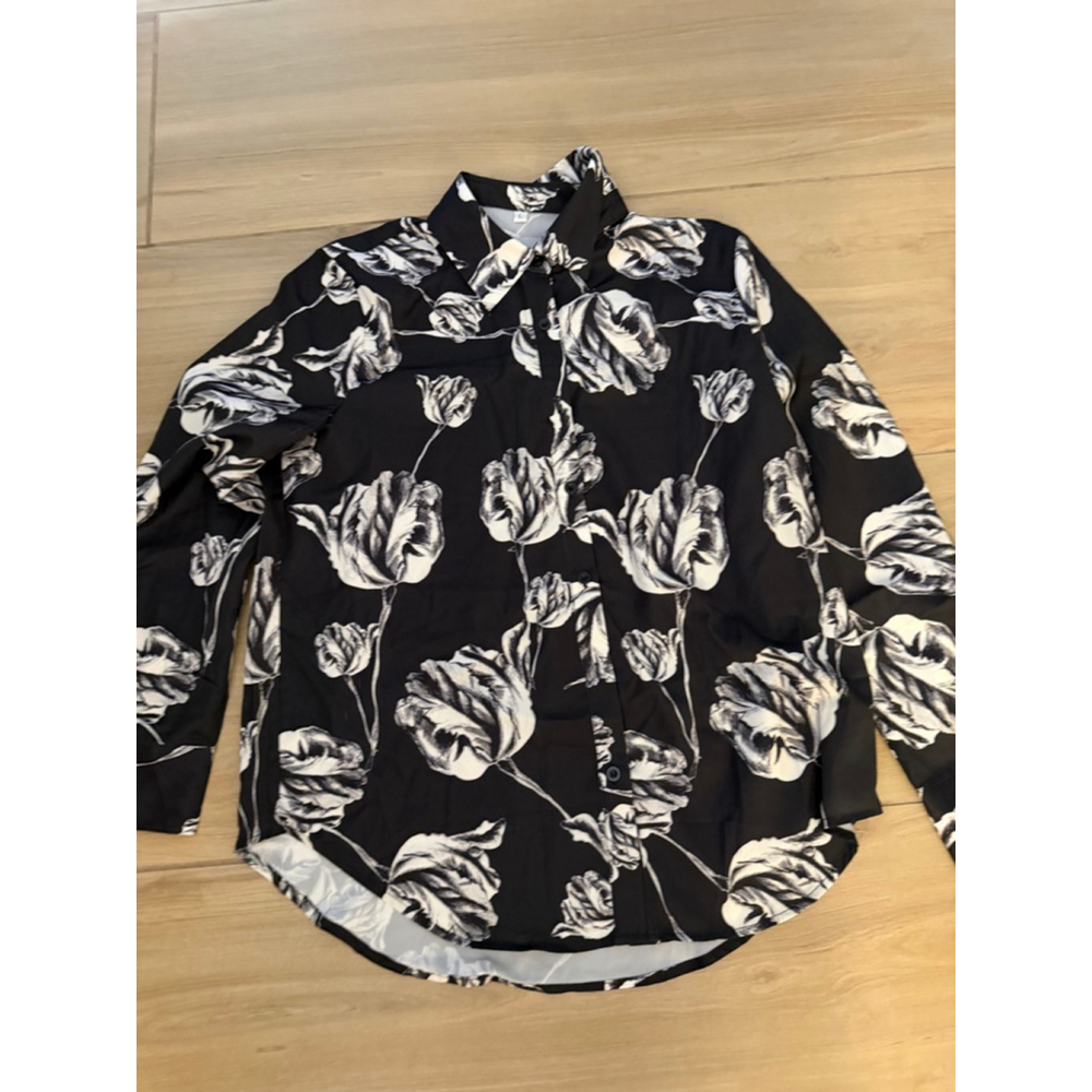 NEW Long Sleeve Button Down Shirts Floral Blouses L - Picture 6 of 6